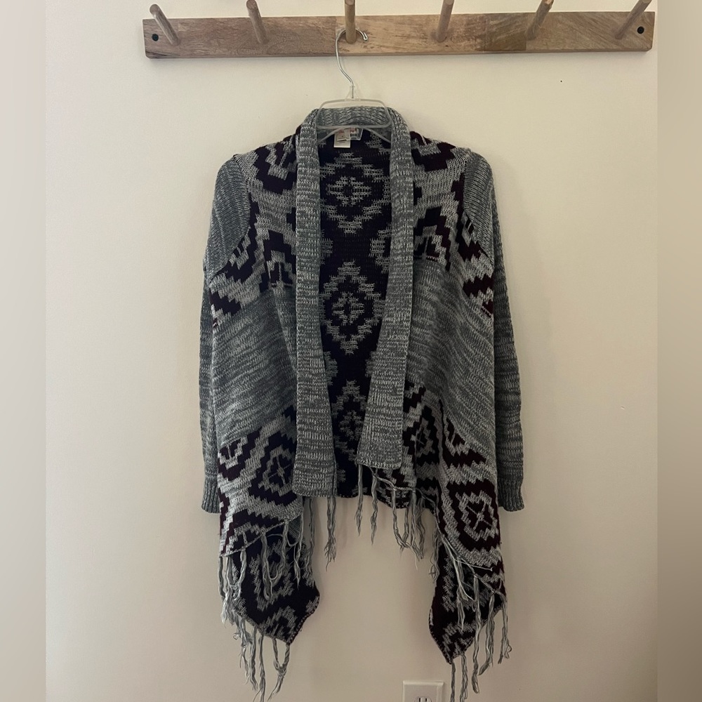 Fringe Sweater Cardigan Afghan size small